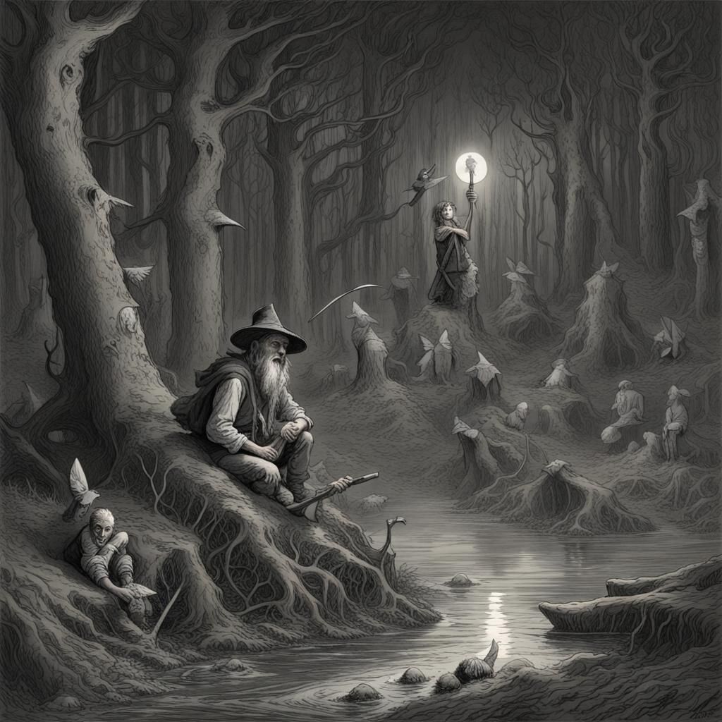 Hunter's Bog Discovery: A Horror Fantasy Scene