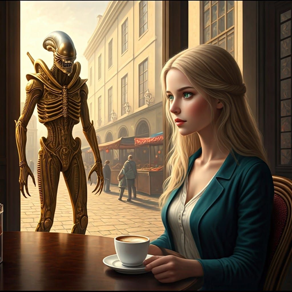 Coffee, Xenomorph Statue, and Market Square