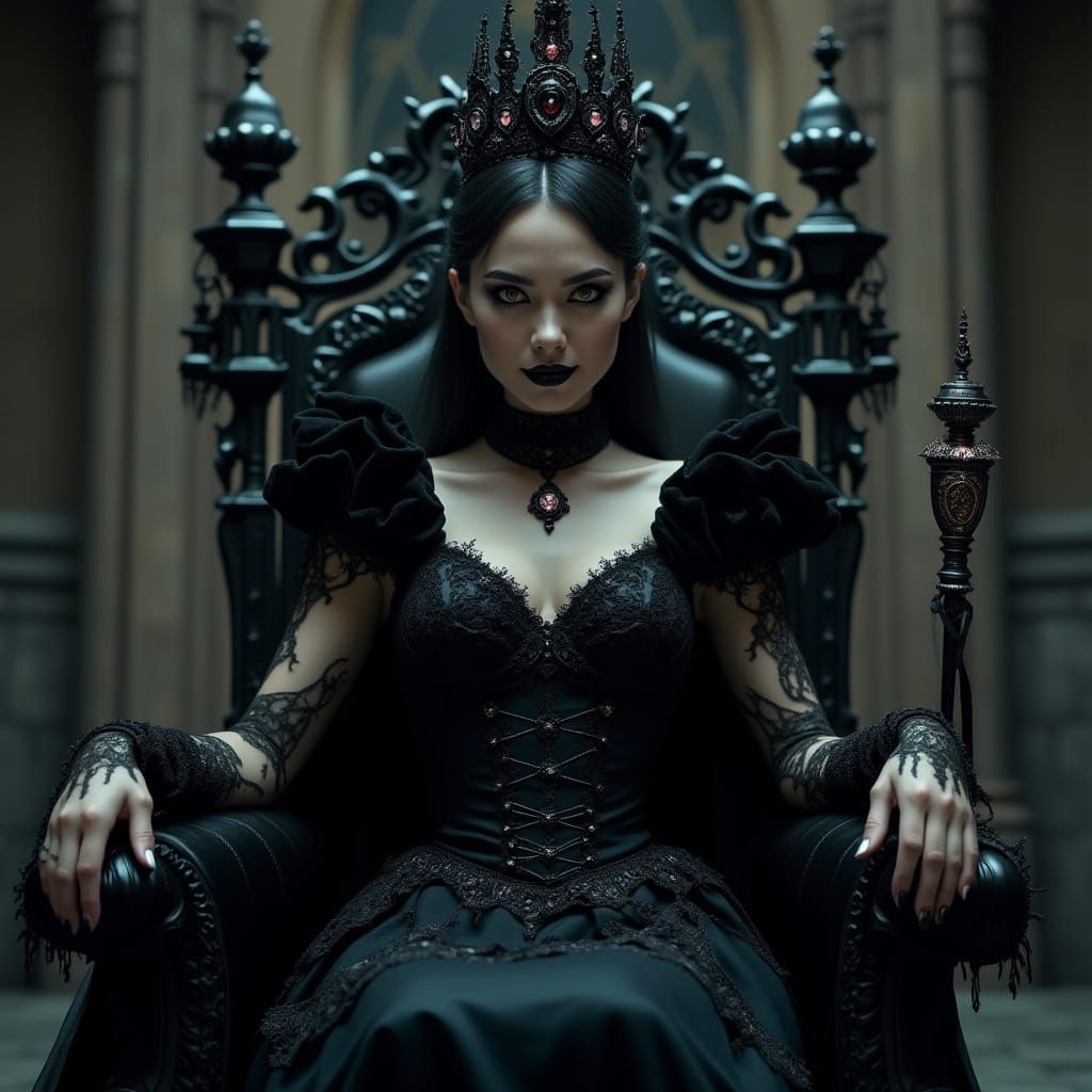 Regal Evil Emperor Girl in Dark Gothic Castle