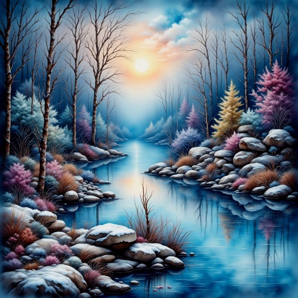 Antique Watercolor Image Frozen in Time