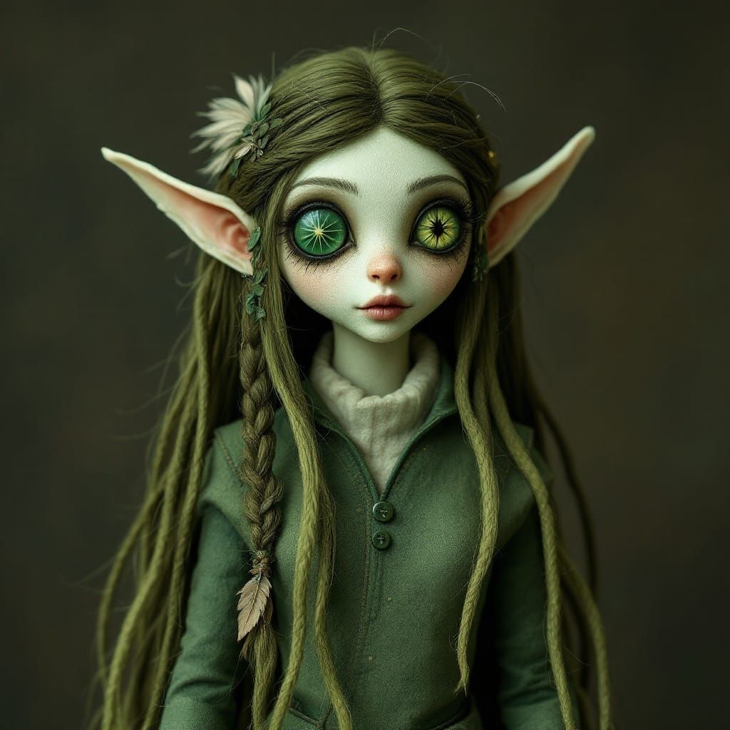 Stitched Doll Portrait in Elven Archer Witch Form