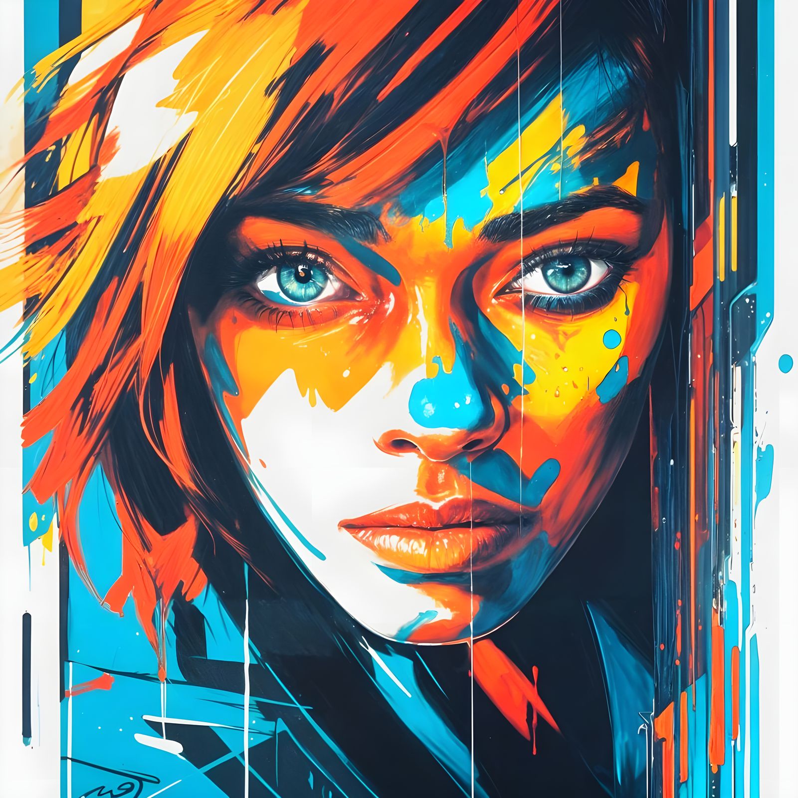 Vibrant Woman in Street Art Style