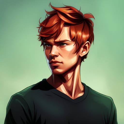 Boy with Green Shirt in Hyperdetailed Portrait