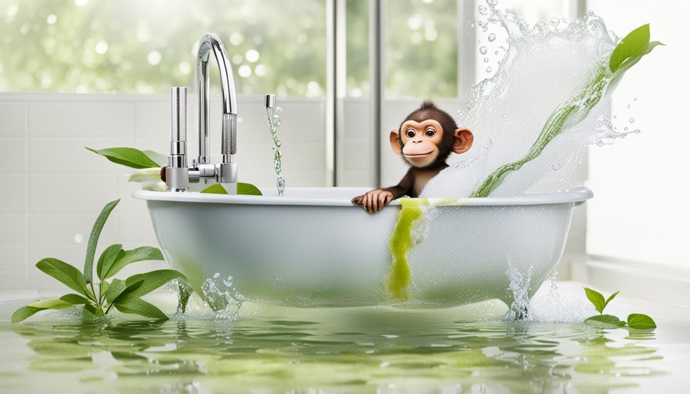 Monkey Enjoying a Bath: AI Generated Image