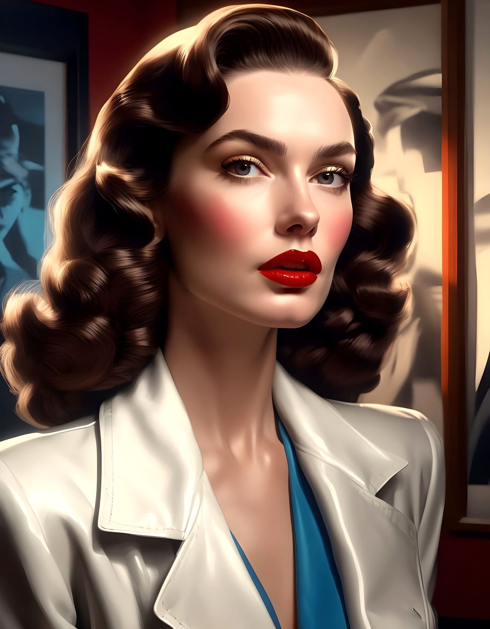 1940s Hollywood Glamour Portrait in Hyperrealism
