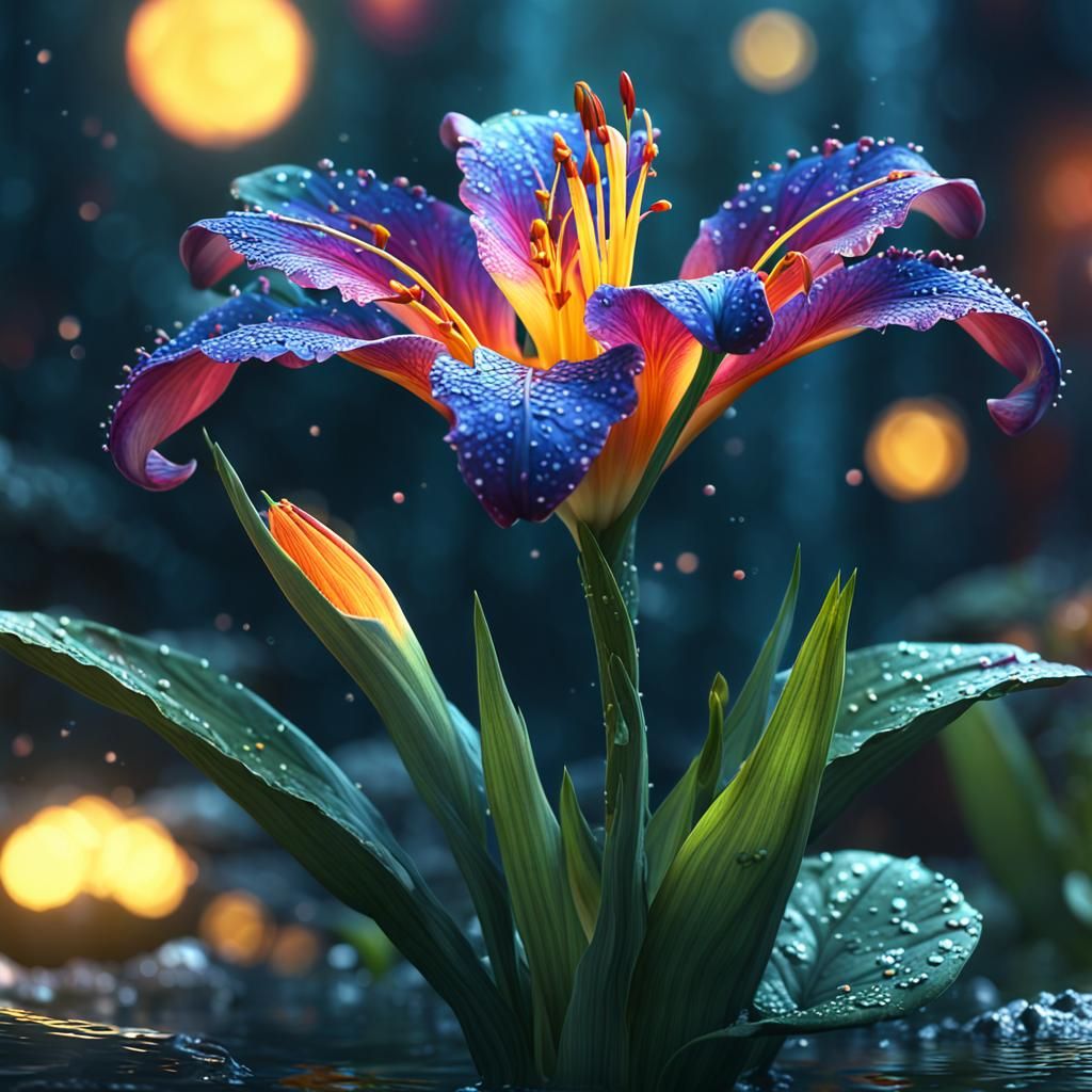Ethereal Lily Flower in Detailed Digital Painting
