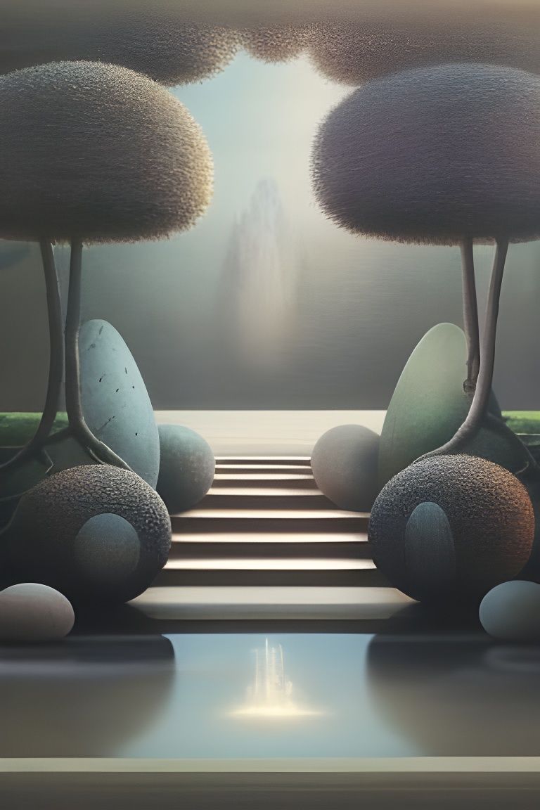 Zen Garden in Zdzisław Beksiński Style