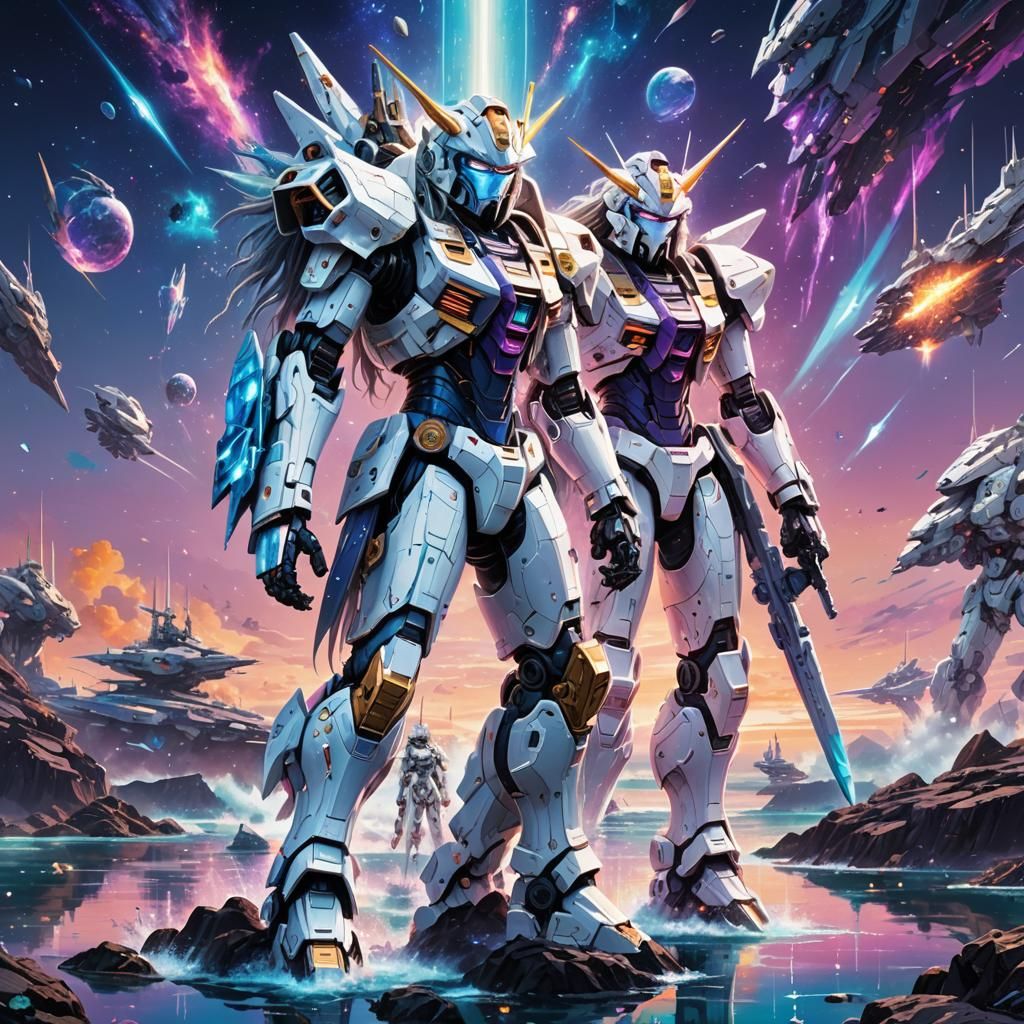 Astral Warriors with Mecha Robots in Visionary Art