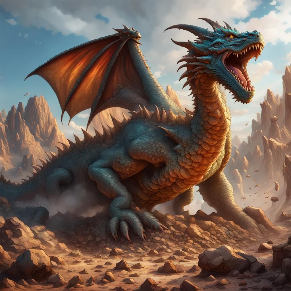Colossal Earth Dragon Emerges: Fantasy Concept Art