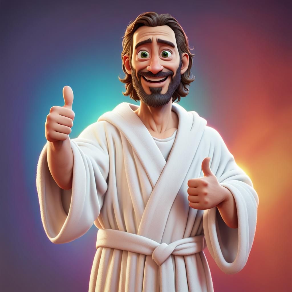 Jesus Giving Thumbs Up as 3D Digital Art