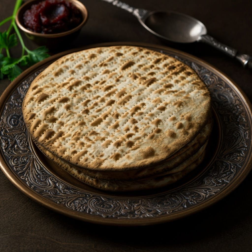 Create a picture of Passover round and bitter matzah