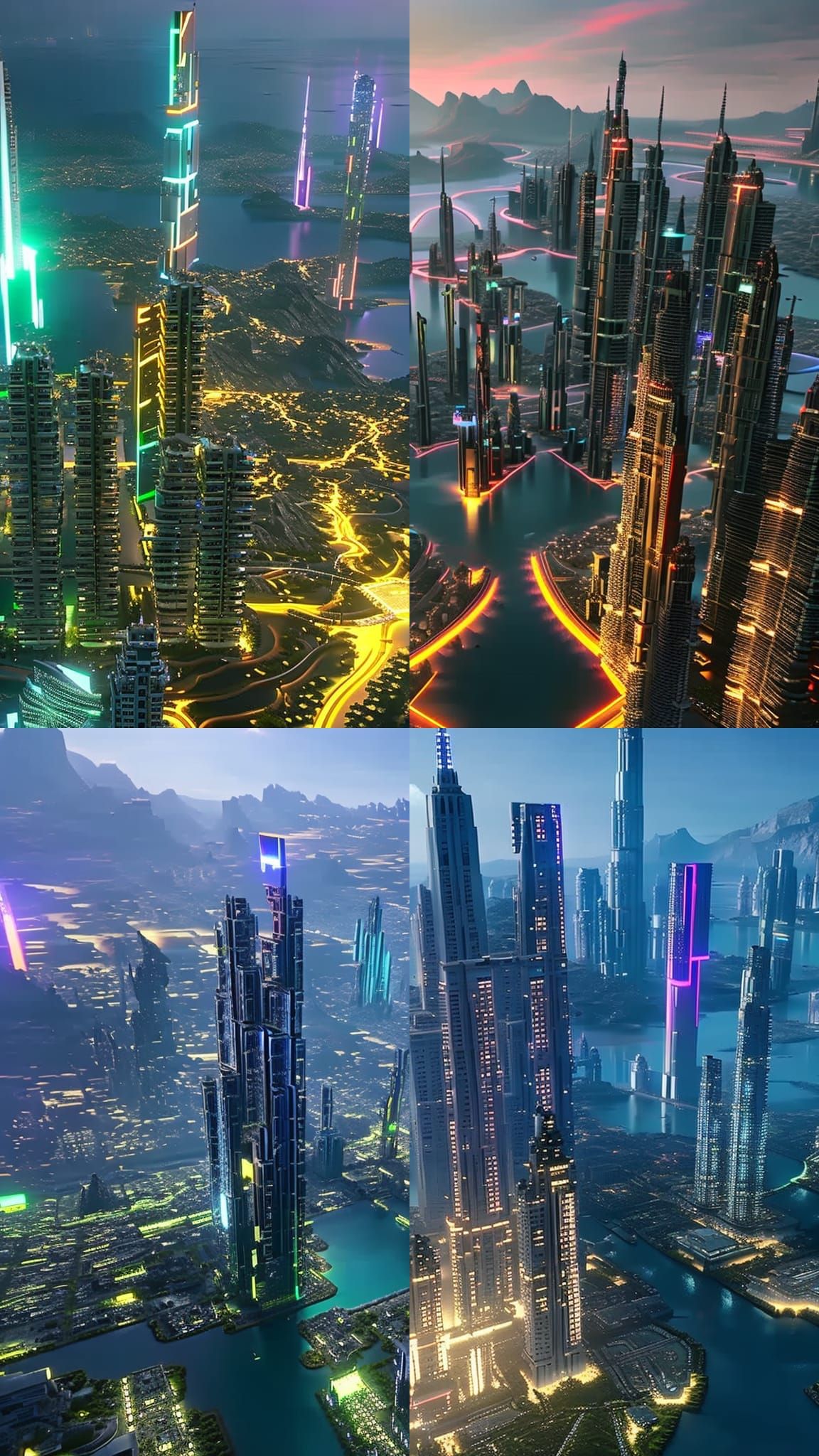 Cyberpunk Cityscape on a Mountaintop at Night