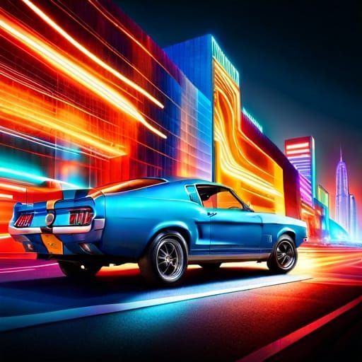 1968 Shelby GT500 Mustang in Cyberpunk Biopunk Style