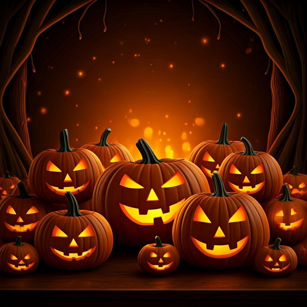 Festive Halloween Jack-o'-Lantern Background