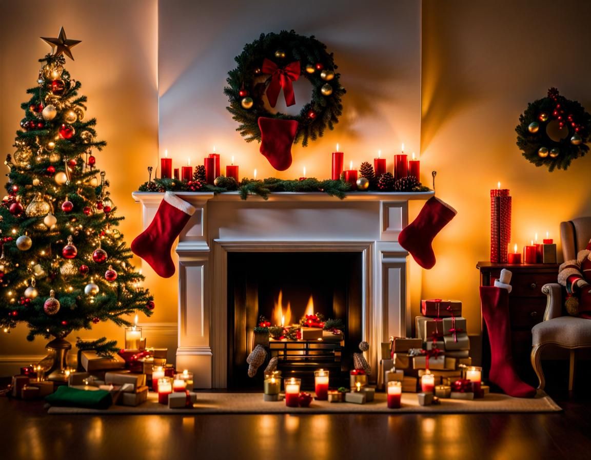 Cozy Christmas Fireplace View From Bed