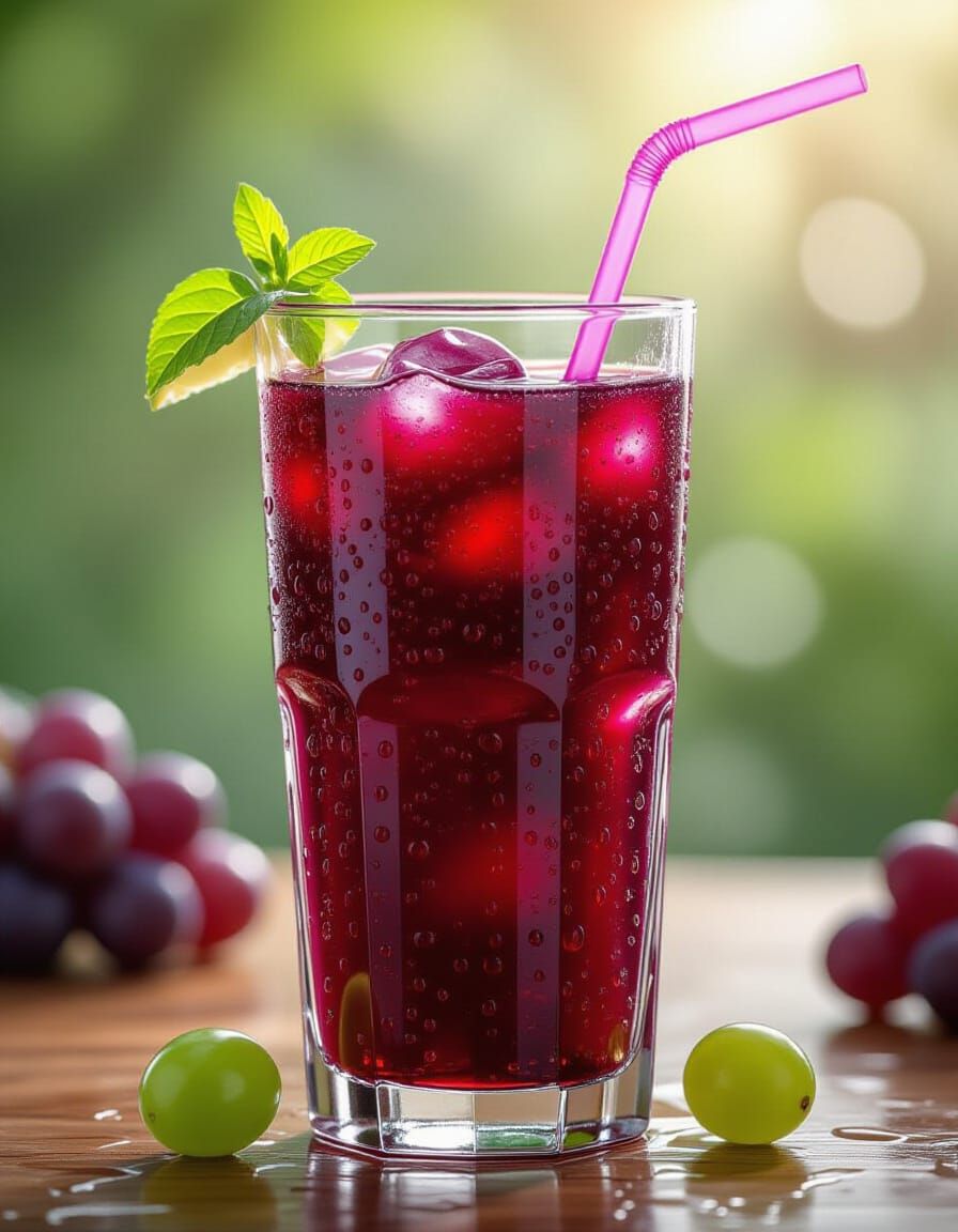 Tall Glass of Vibrant Purple Grape Juice