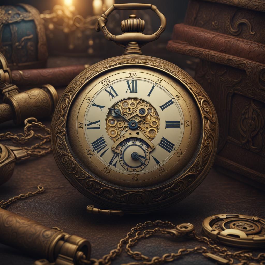 Detailed Pocket Watch: Fantasy Concept Art
