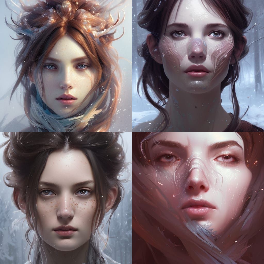 Iced Forest Portrait in Hyperdetailed Style