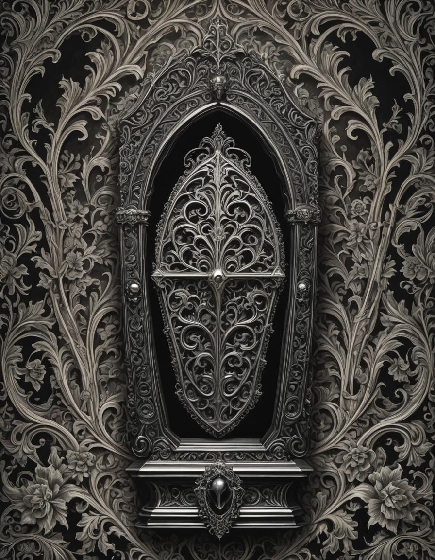 Gothic Victorian Funeral Art: Damask Coffin