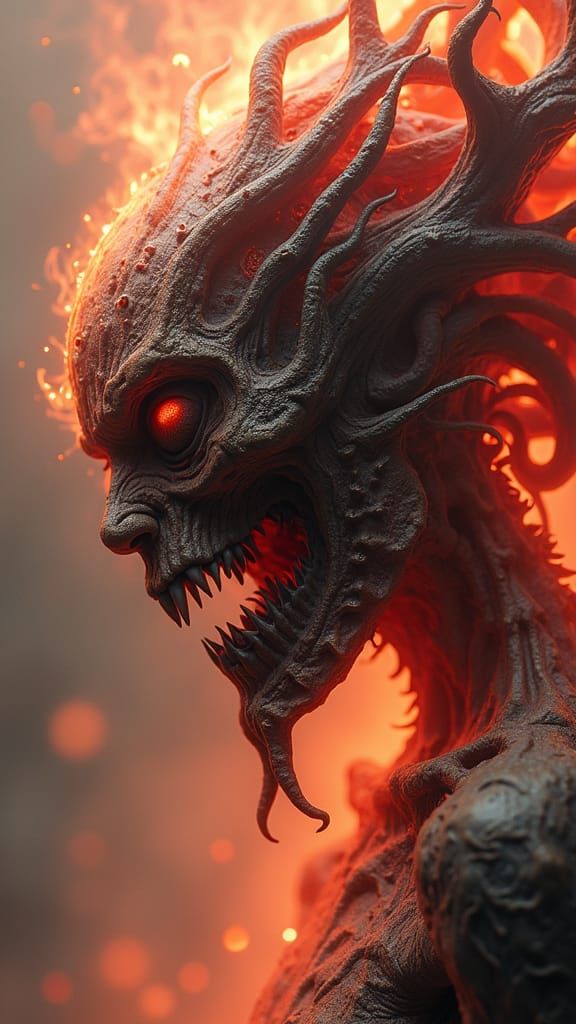 "An evil so pure, grim is this impurity; abomination not of this world." Maximalist, faience watercolor, Substance Desig...