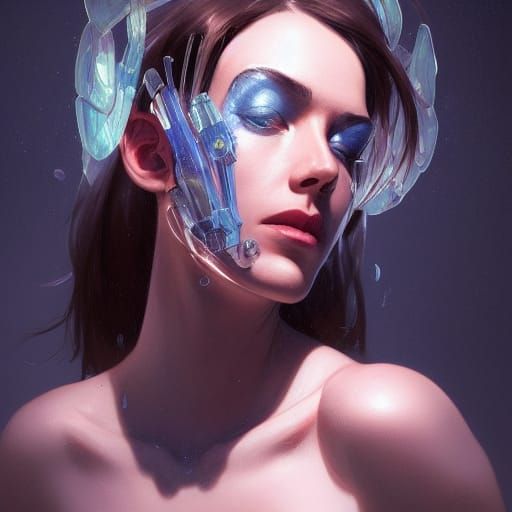 Hyperdetailed Manic Portrait in Art Nouveau Style