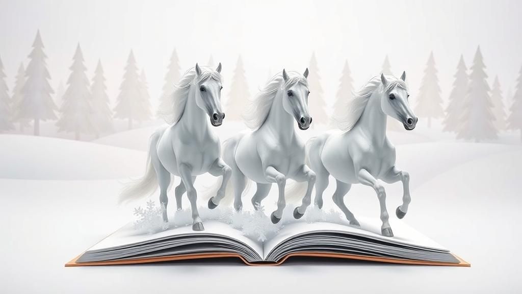 White Horses Ride Through Winter Valley