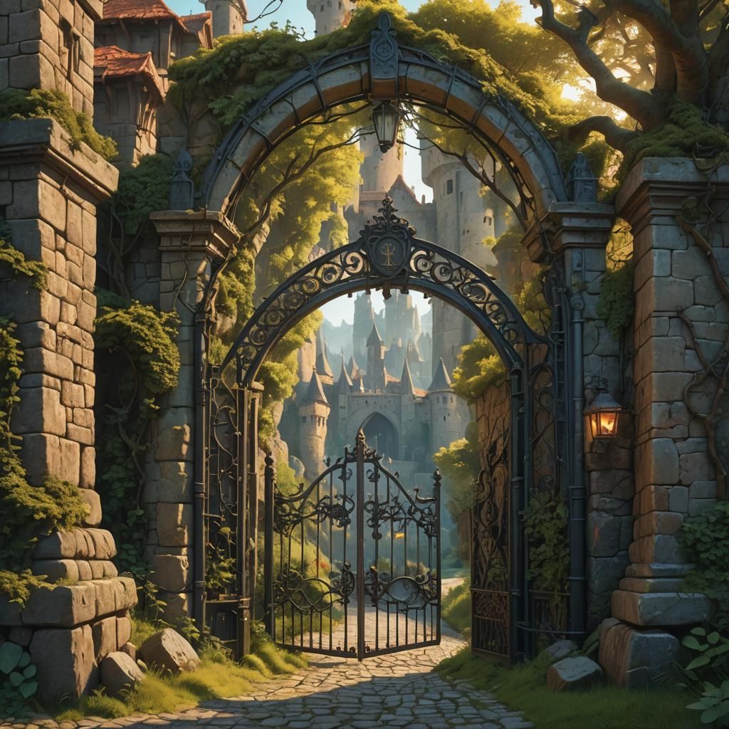 Medieval Village Entrance in High Fantasy Style