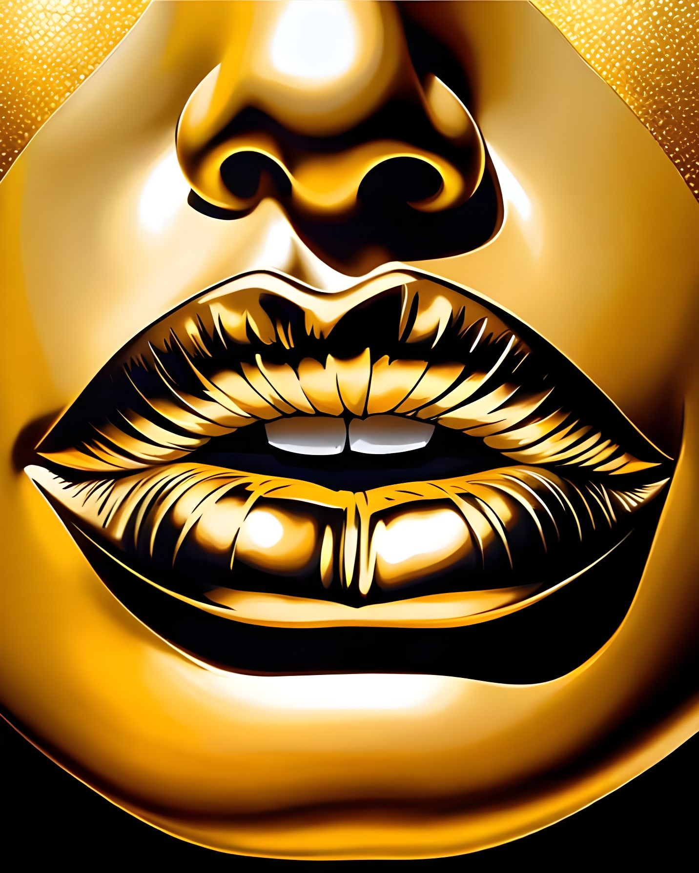 Luscious Gold Lips in Elegant Decorative Style