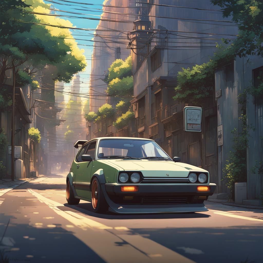 GTI Street Racer in Studio Ghibli Anime Style