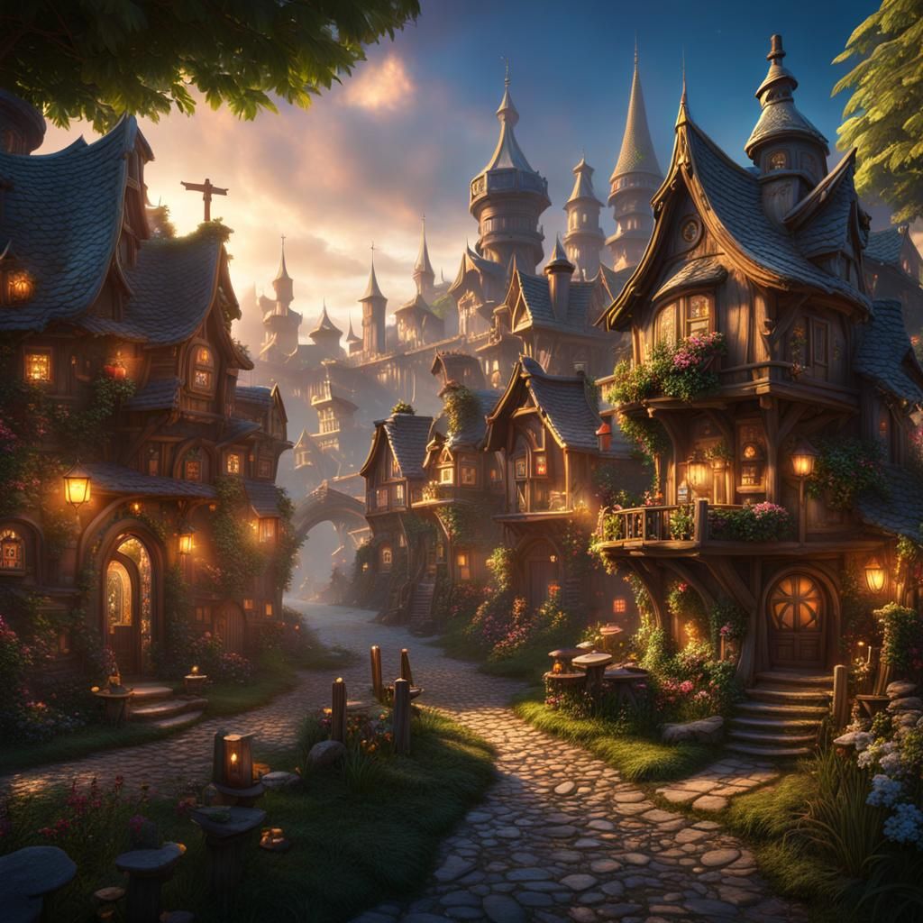 Fantastical Fairy Town: Detailed Matte Painting