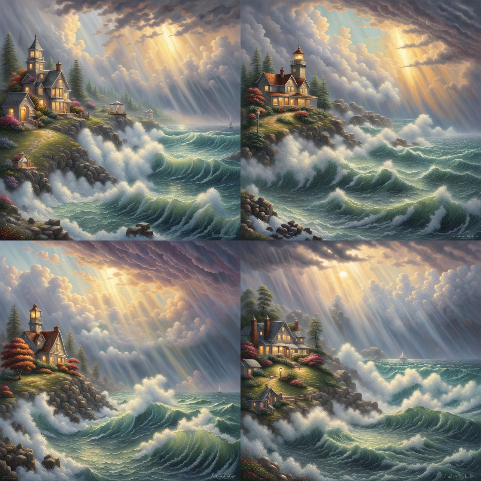 Dramatic Seascape Painting of Stormy Seas