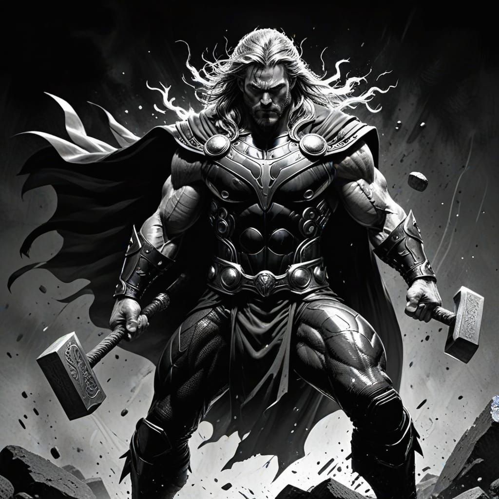 Thor in Epic Comic Book Art Style