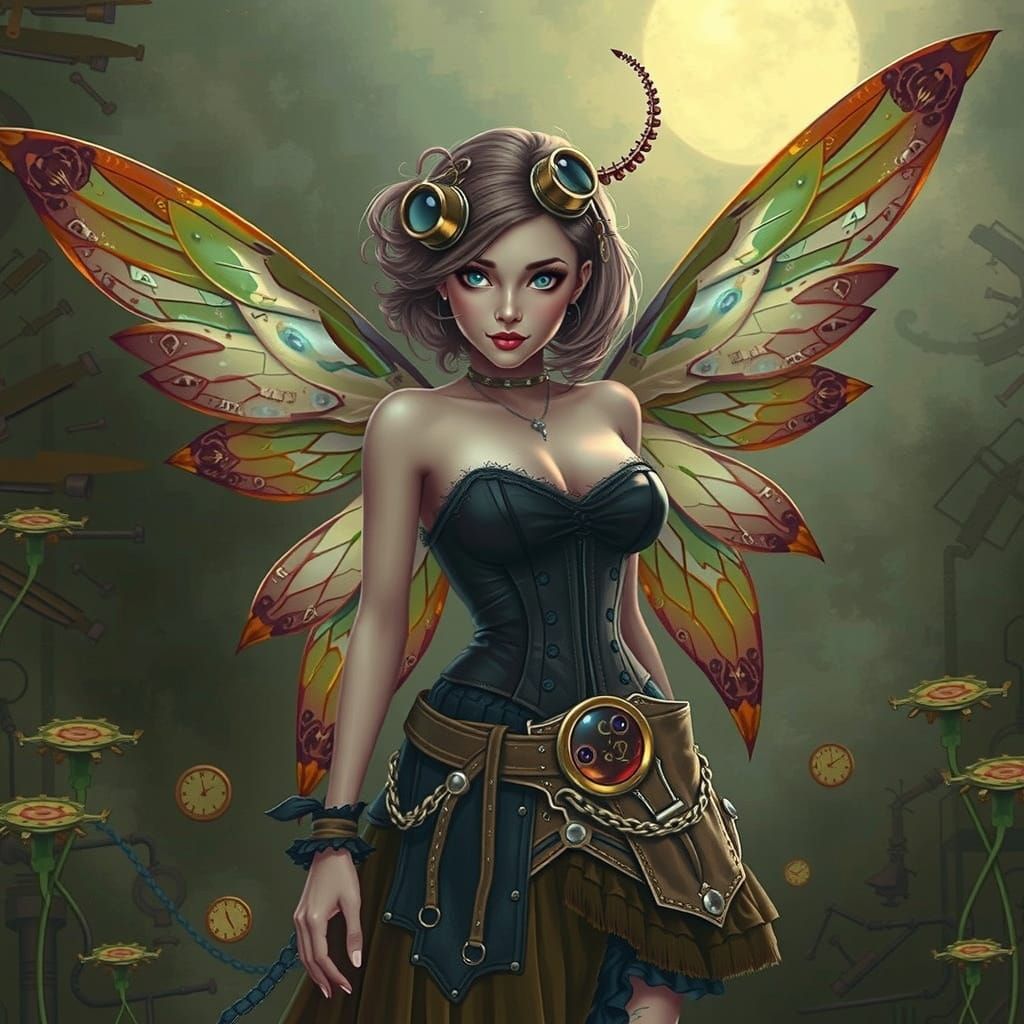 Steampunk Woman in Intricate Attire