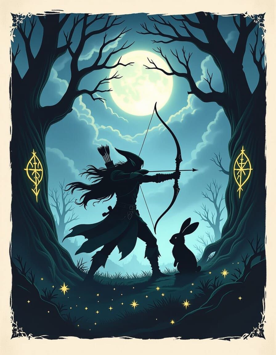 Dark Fairytale Elf Archer Defends Mystical Grove