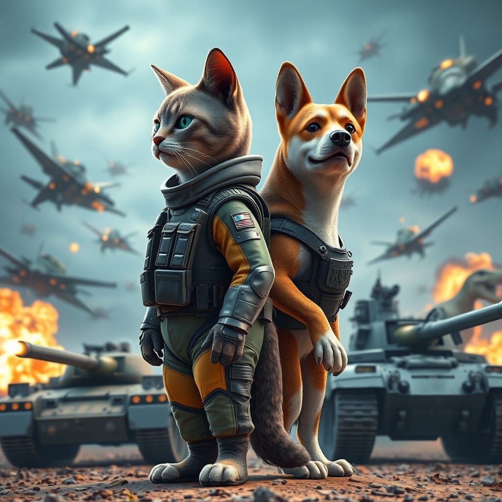 Epic Battle: Animals vs. Dinosaurs in Military Gear