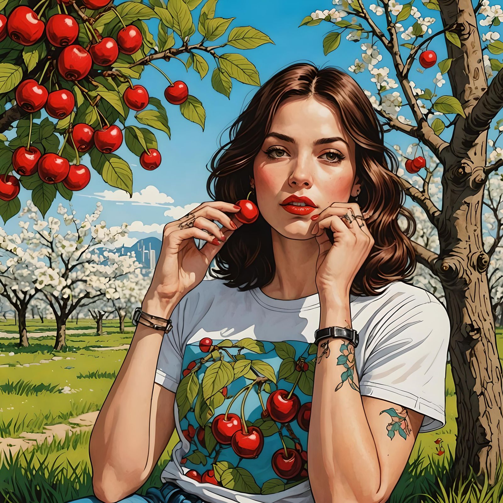 Cherry Girl Comic Book Illustration