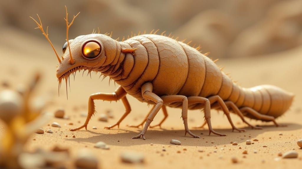 Ethereal Sandquill in Desert Landscape, Dark Surrealist Art