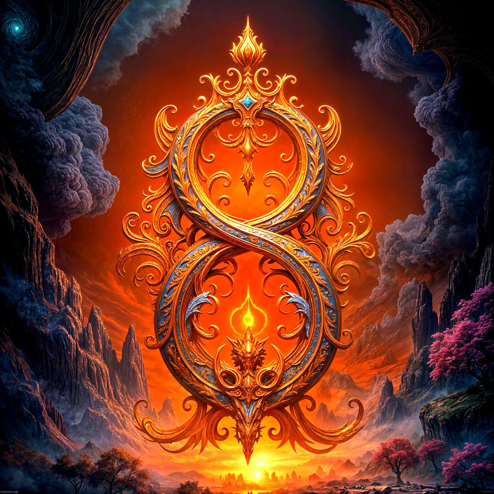 Fantastical Number 8 Concept Art in Deep, Dreamlike Environm...