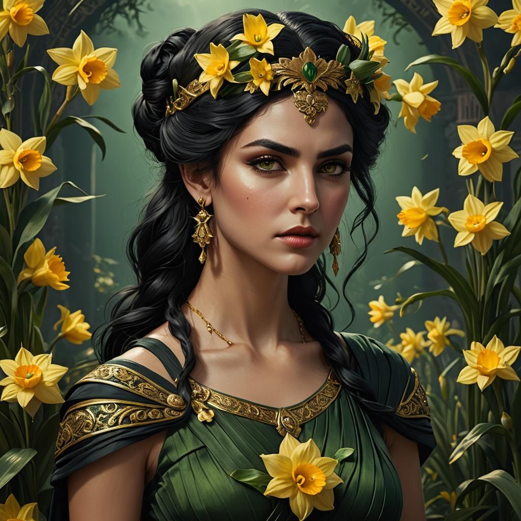 Evil Greek Goddess Portrait in Detailed Matte Painting