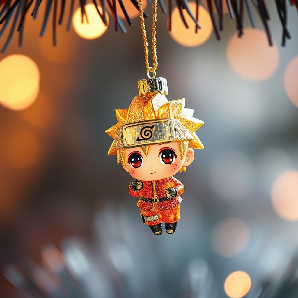 Vibrant Chibi Naruto Christmas Ornament in Anime Style