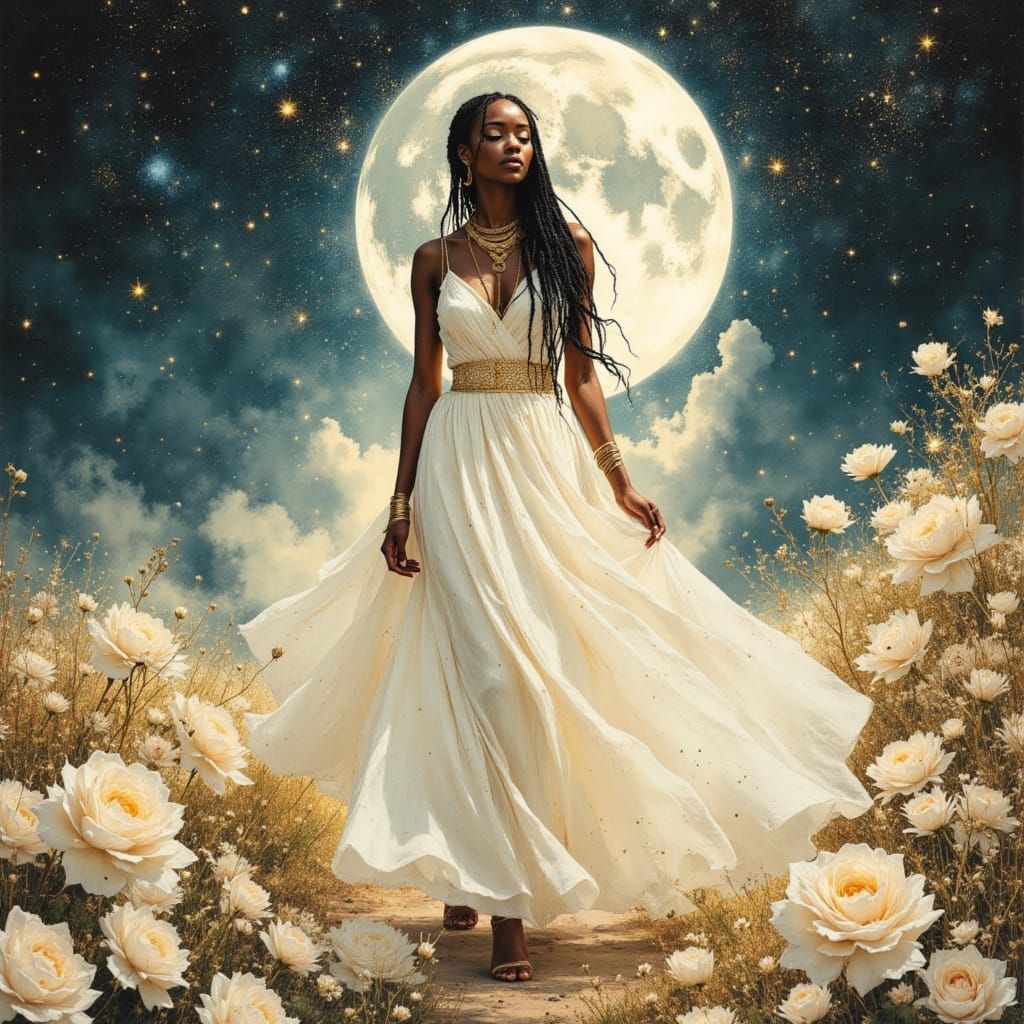 African Goddess Kelly Rowland in Fiery Dress on Alien Planet