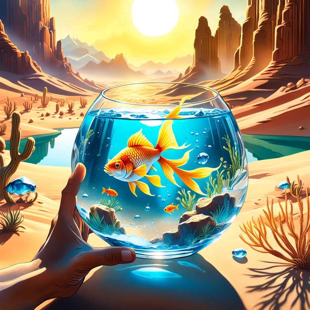 Golden Fish in Broken Glass: Matte Painting