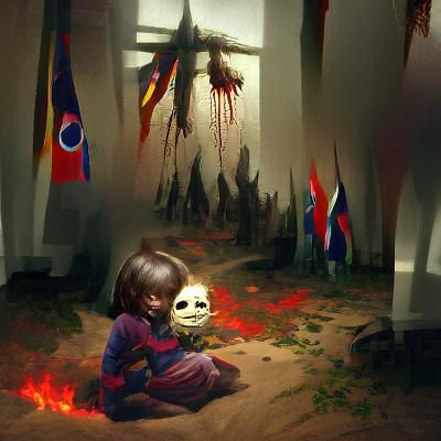 Sinister Children Play in Barren Landscape