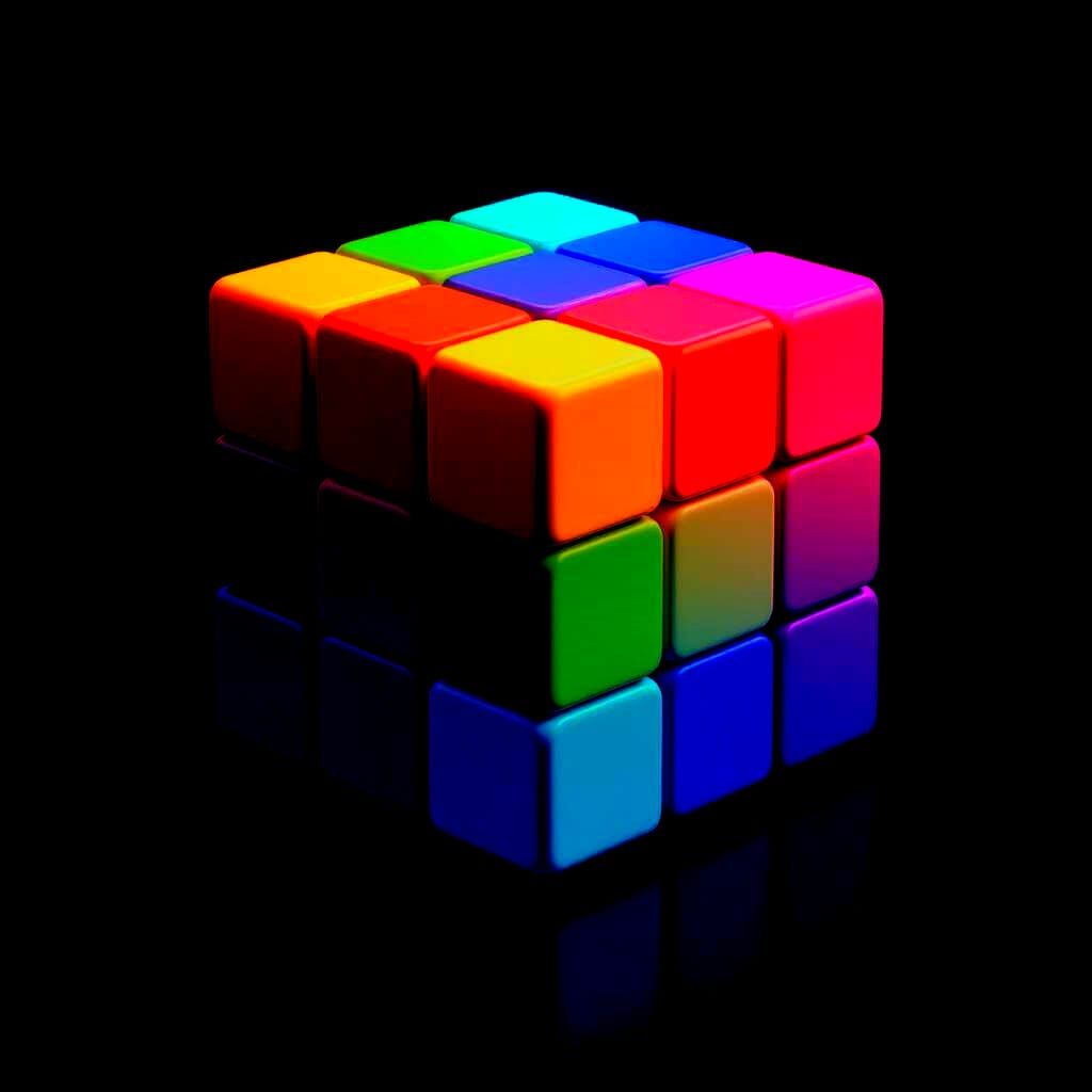 Rainbow Cube on Black Background
