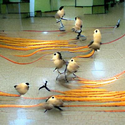 Birds Play Jump Rope: Whimsical Avian Scene