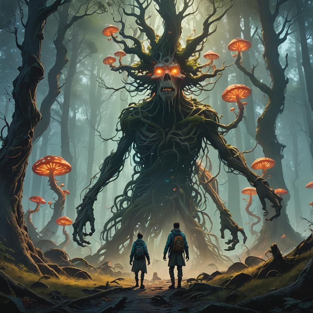 Mystical Forest Figure in Fantasy Concept Art