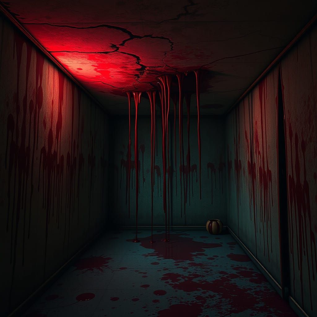 Gothic Bloodbath Scene in Dark, High-Contrast Lighting