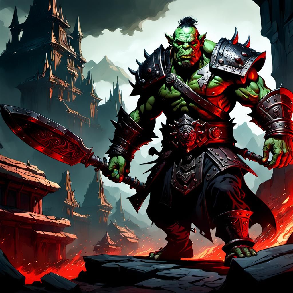 Hyperdetailed Orc Warrior in Dark Fantasy Style