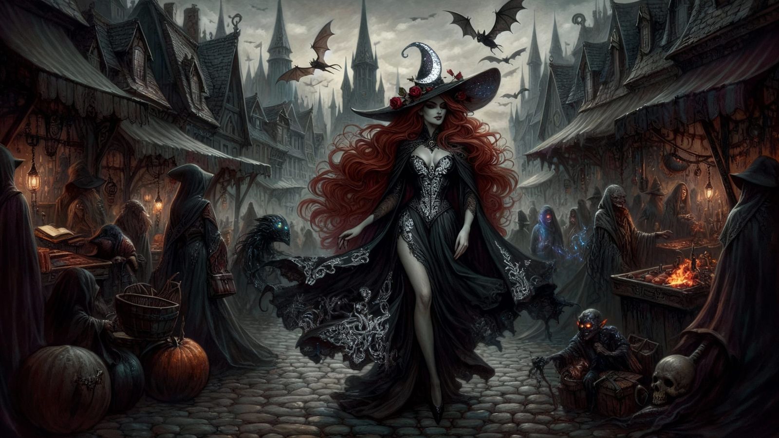 Dark Sorceress in Foreboding Witches Market
