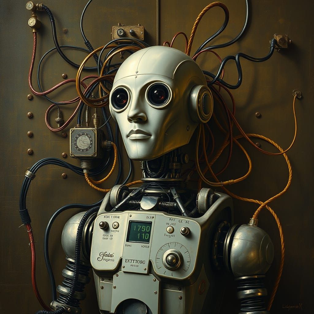 Renaissance Robot in Da Vinci, Caravaggio, Rembrandt Style